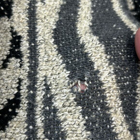 Lucky Brand Live in Love Cardigan Wmns 1X Black Cream Open Sweater Pockets Boho - Picture 7 of 12